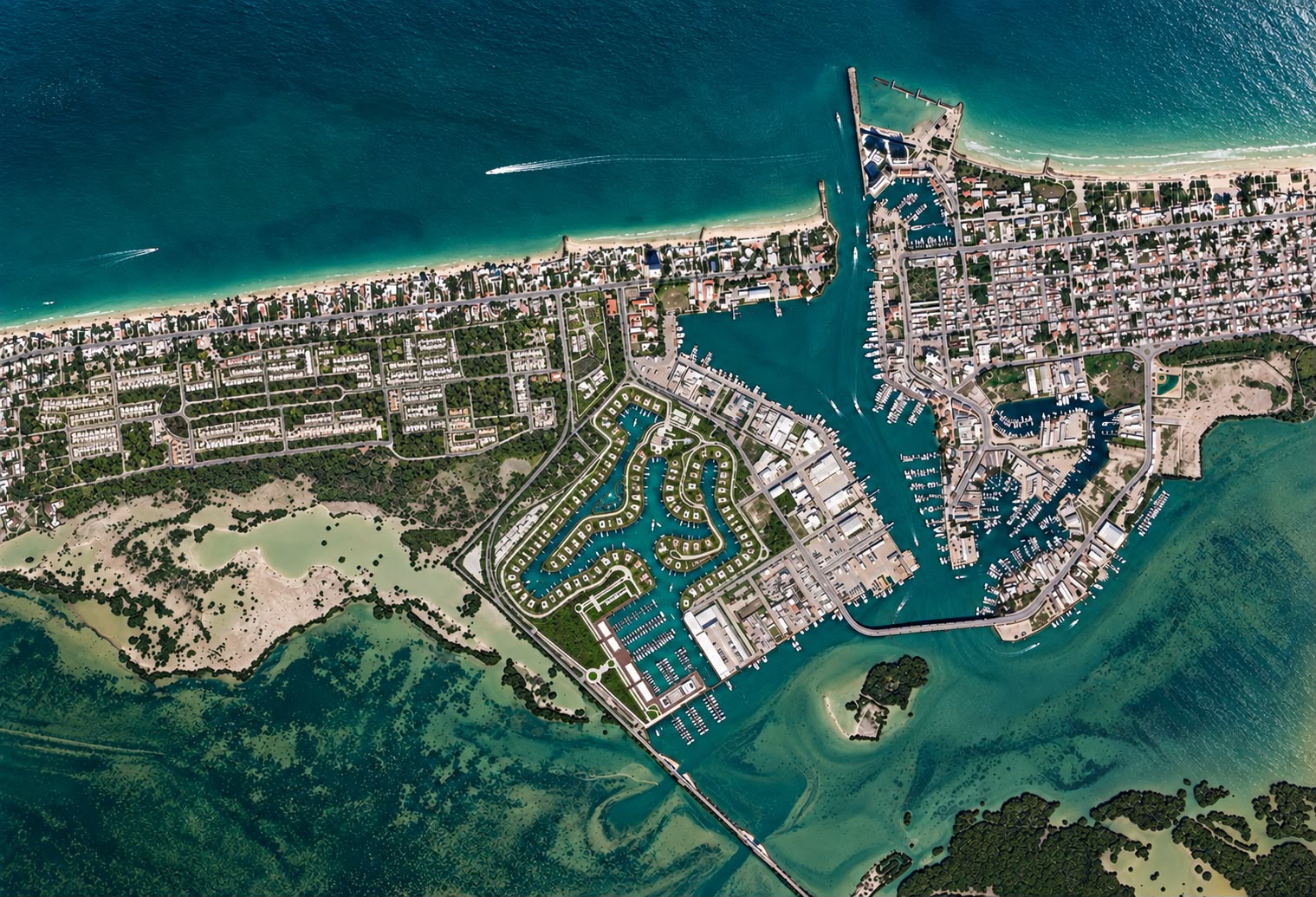 Vista aérea de Yucatán Marina Club en Yucalpetén, Progreso